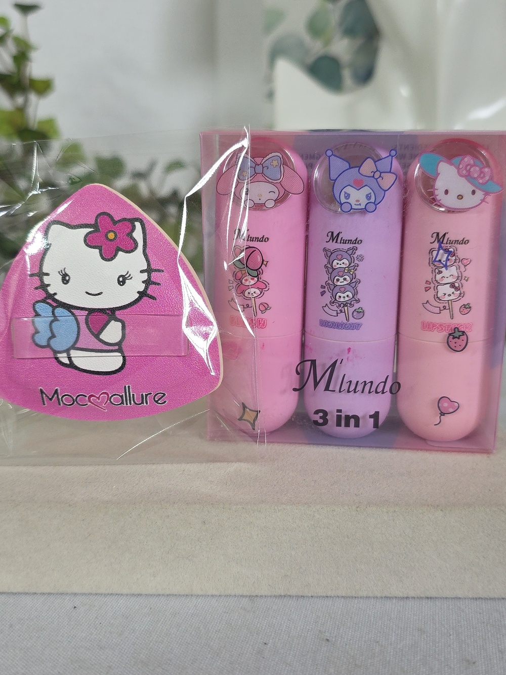 Mlundo Lipstick Highlighter Blush Set with Applicator Sponge